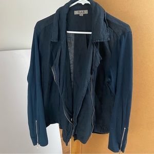 FLAX navy motorcycle jacket linen M